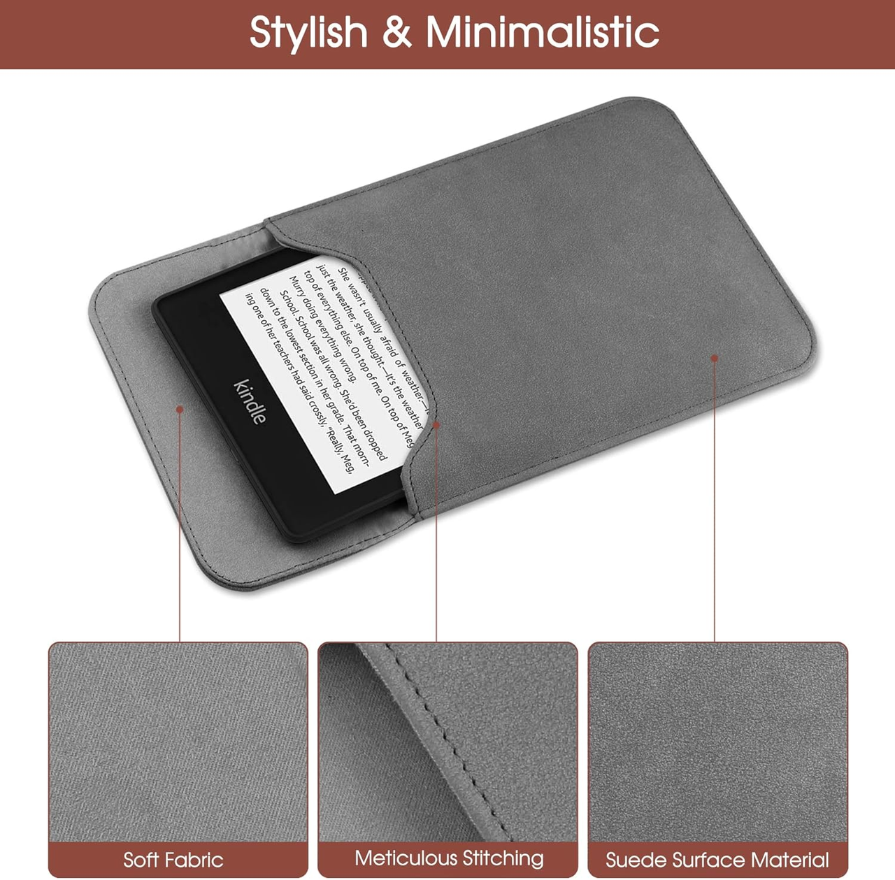 Universal Sleeve Case for 6"ï¼6.8", Kindle Paperwhite/Colorsoft/Signature Edition 2024-2012 Sleeve Bag Pouch Cover for 6-6.8'' Kobo/Tolino/Pocketbook 6-inch ebook Reader,Dark Gray.