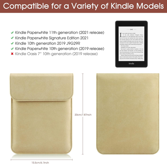Universal Sleeve Case for 6"ï¼6.8", Kindle Paperwhite/Colorsoft/Signature Edition 2024-2012 Sleeve Bag Pouch Cover for 6-6.8'' Kobo/Tolino/Pocketbook 6-inch ebook Reader,Khaki.