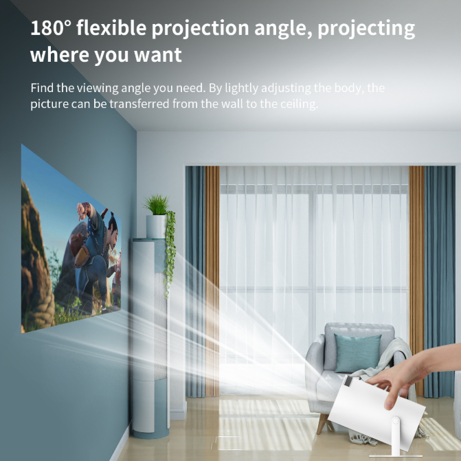 HY300PRO Mini Projector with WiFi and Bluetooth, Portable Projector 720p Support, Auto Keystone, 180 Degree Rotation, Smart Proyector for Home Outdoor.