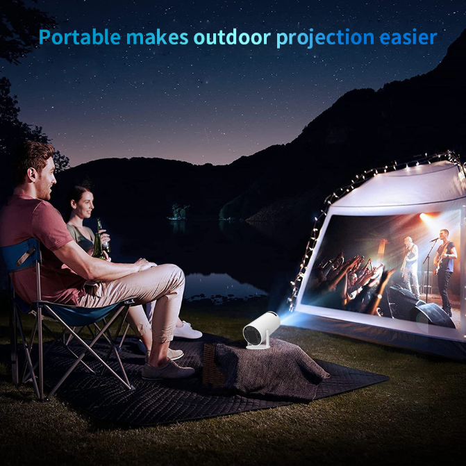 HY300PRO Mini Projector with WiFi and Bluetooth, Portable Projector 720p Support, Auto Keystone, 180 Degree Rotation, Smart Proyector for Home Outdoor.