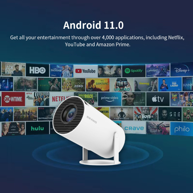 HY300PRO Mini Projector with WiFi and Bluetooth, Portable Projector 720p Support, Auto Keystone, 180 Degree Rotation, Smart Proyector for Home Outdoor.