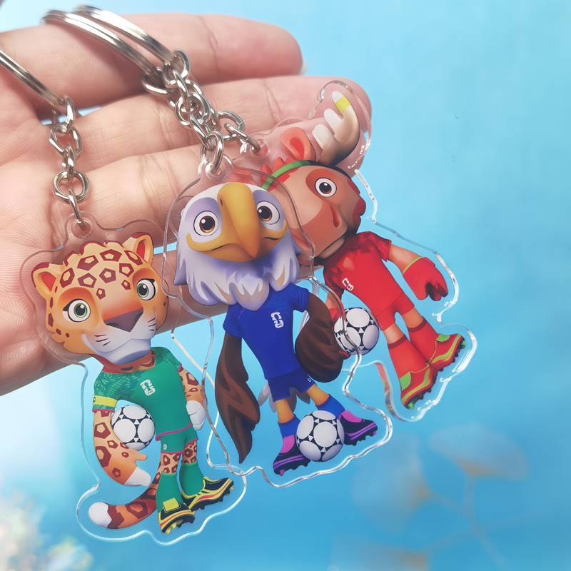 2026 FIFA World Cup USA Canada Mexico Mascots Acrylic Keychain Set of 3 - Clutch, Maple, Zayu.