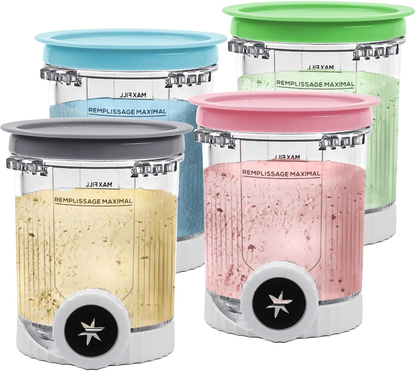 Pints and Lids Replacement Compatible with Ninja Swirl by Creami NC700 Series Ice Cream Makers, 16oz Cup Containers Replacement for Creami Swirl NC701 NC701Q CN701CO, 4-Pack, BPA Free, Clear.