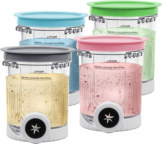 Pints and Lids Replacement Compatible with Ninja Swirl by Creami NC700 Series Ice Cream Makers, 16oz Cup Containers Replacement for Creami Swirl NC701 NC701Q CN701CO, 4-Pack, BPA Free, Clear.