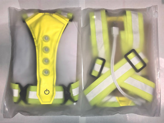 Running Lights - High Quality - LED - USB Rechargeable - Reflective Vest - One Size.