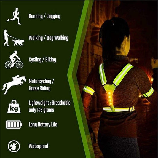 Running vest with LED - Running - Reflective - Safety vest - Running accessories - Running LED - Sports vest - Running vest - One size fits all.