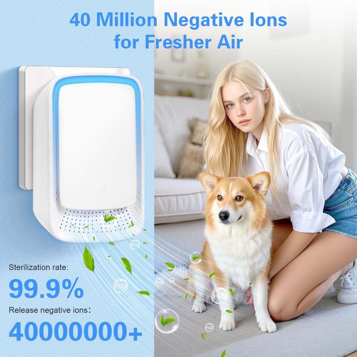 Air Purifier - Pack of 4 Plug-in Negative Ion Air Purifiers - Negative Ion Air Purifier - Home Air Purifier - Negative Ion Air Purifier - Deodorizer - Ionizer - Wit.