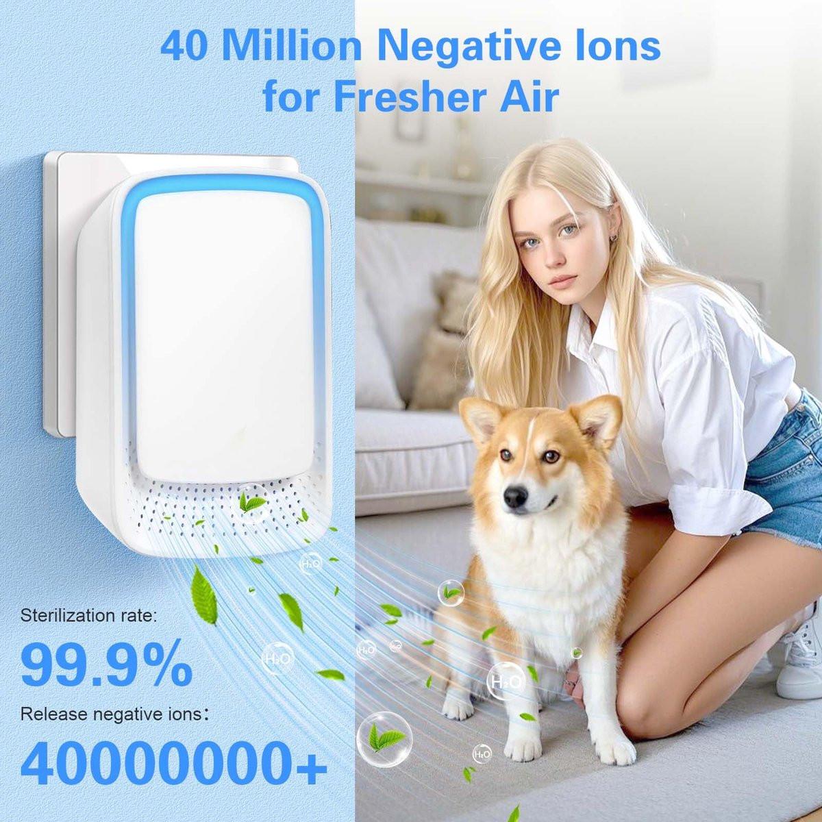Air Purifier - Pack of 2 Plug-in Negative Ion Air Purifiers - Negative Ion Air Purifier - Home Air Purifier - Negative Ion Air Purifier - Deodorizer - Ionizer - Wit.