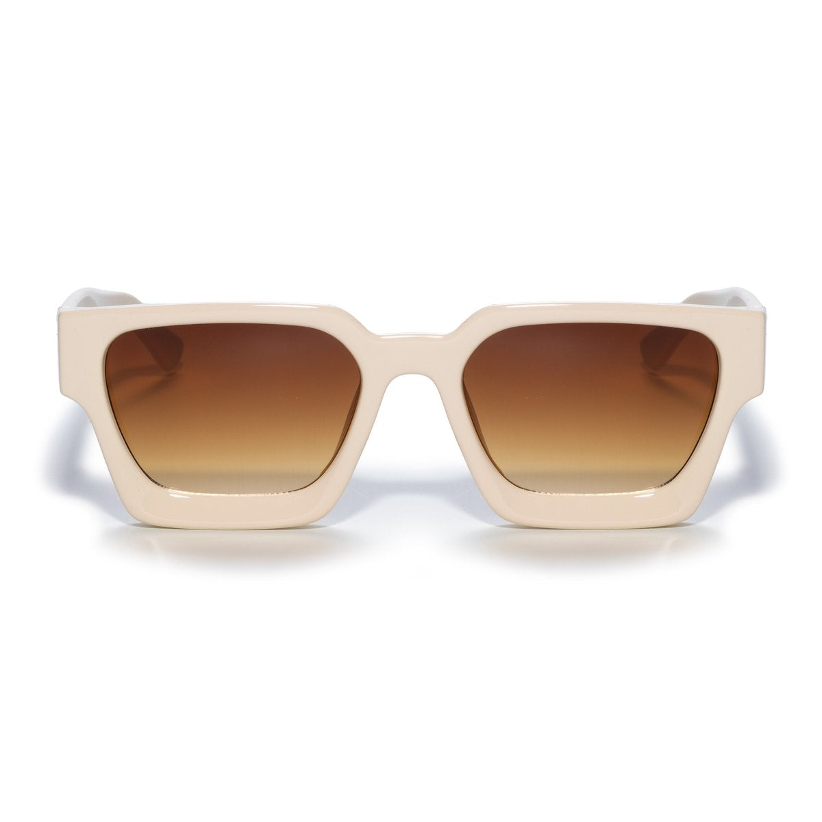 Square sunglasses - Women's sunglasses - Festival sunglasses - Rave sunglasses - Glasses - Thick frame - Beige with brown lenses