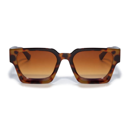 Square sunglasses - Women's sunglasses - Festival sunglasses - Rave sunglasses - Glasses - Thick frame - Leopard print with brown lenses