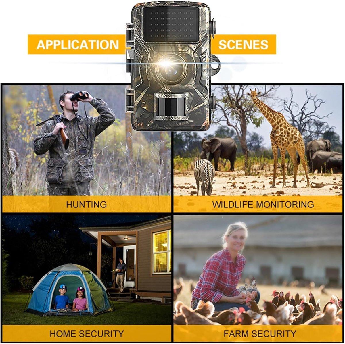 Rechargeable wildlife camera with night vision - 10 x 13.2 cm - IP66 waterproof - 1.3 m range - 1080p - 32 GB SD card included - For wildlife monitoring - For outdoor use.