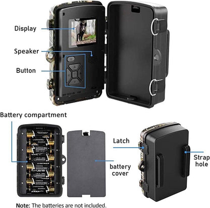 Rechargeable wildlife camera with night vision - 10 x 13.2 cm - IP66 waterproof - 1.3 m range - 1080p - 32 GB SD card included - For wildlife monitoring - For outdoor use.