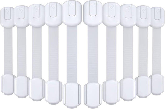 Mogi Products - Child Locks - 10 Pieces - For Cabinets and Drawers - Cabinet Safety - Safety Locks - Adhesive.