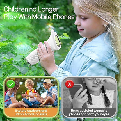 Children's Microscope - Portable Children's Microscope - 0 Screen - Digital Microscope - 200x Magnification - USB Port for PC - Pocket Size - White.
