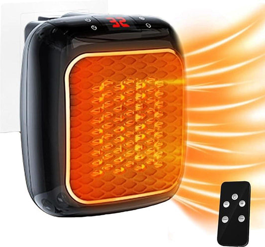Electric radiators - Rechargeable air heater with remote control, Mini ceramic fan heater, bathroom, energy saving, Quiet heating, 1200W heater with 12-hour timer, thermostat.