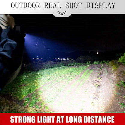 Flashlight - Rechargeable LED - Military Flashlight - 100,000 lumens - with 7 modes - COB side light - Waterproof - For emergencies, camping, home.
