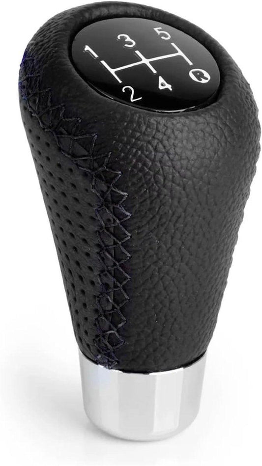 Gear shift lever - Manual gear shift lever - 5-speed transmission - Gear shift lever - Manual transmission - Black leather stitching - Universal gear shift lever (black).