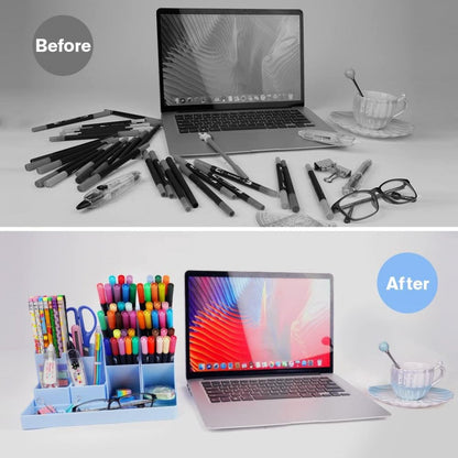 Pencil Case - 13 Compartments - Pen Holder - Desk Organizer - Pencil Holder - Desk Organizer - Pen Case - Plastic - Removable - Storage System - Mail Tray - Office Baby Clothing Accessories - Blue