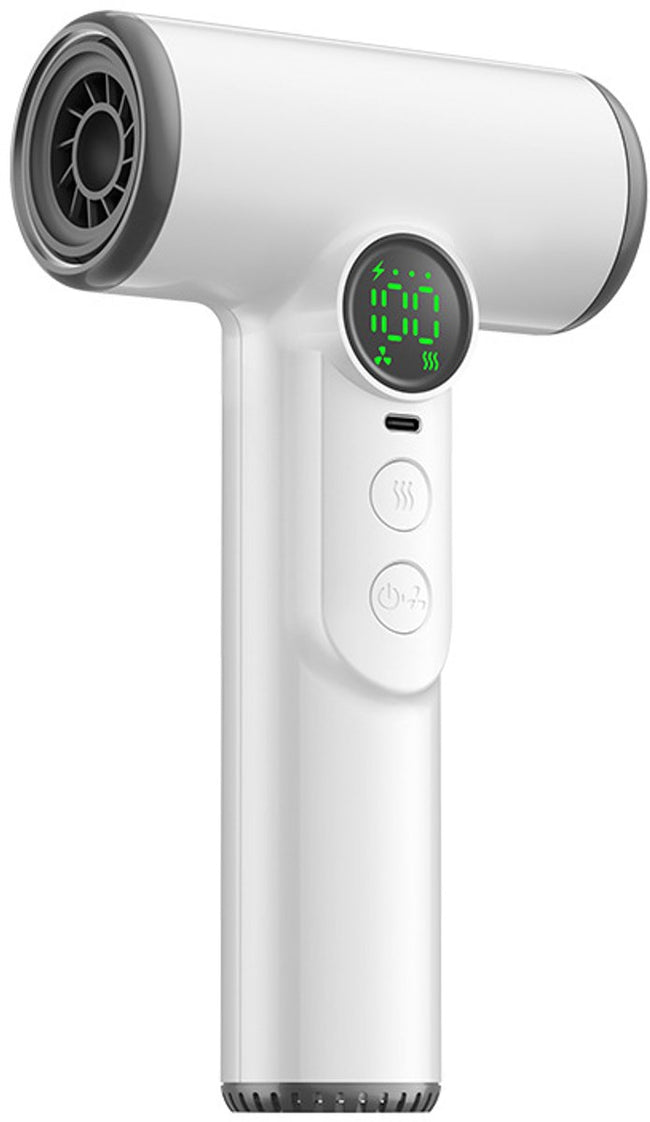 Professional cordless hair dryer - 3 speeds and 3 temperatures, USB rechargeable battery, 200W, portable with digital display for women, beach and camping Hover Image
