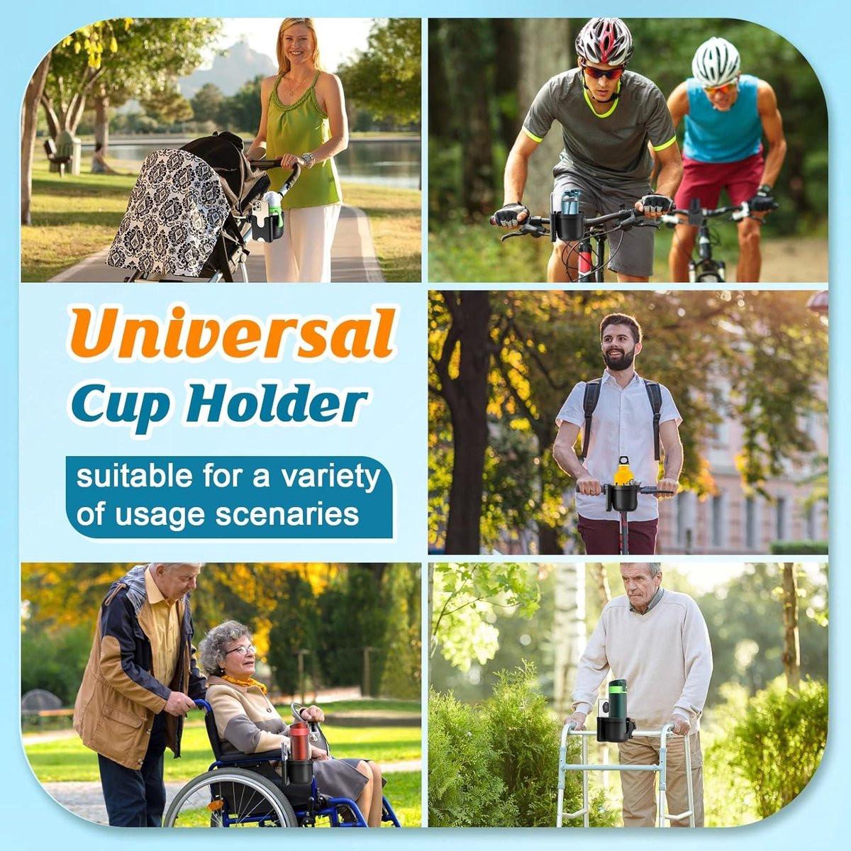 Stroller cup holder, universal stroller/pram cup holder, baby stroller organizer, drink and coffee cup holder with phone storage box, suitable for baby and bicycle.