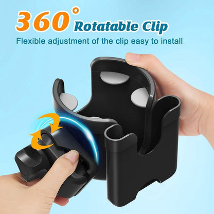 Stroller cup holder, universal stroller/pram cup holder, baby stroller organizer, drink and coffee cup holder with phone storage box, suitable for baby and bicycle.