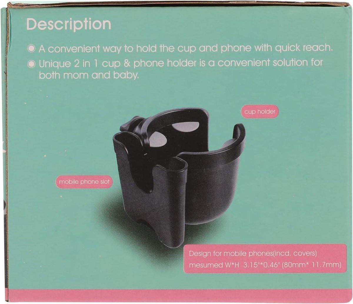 Stroller cup holder, universal stroller/pram cup holder, baby stroller organizer, drink and coffee cup holder with phone storage box, suitable for baby and bicycle.