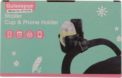 Stroller cup holder, universal stroller/pram cup holder, baby stroller organizer, drink and coffee cup holder with phone storage box, suitable for baby and bicycle.