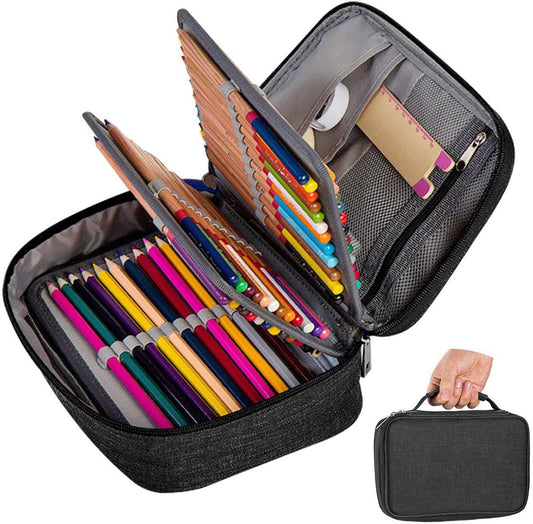 Pencil case - Black - Groot - 23 x 7 x 16 cm - For School, Boys, Girls and Adults - Pencil case.