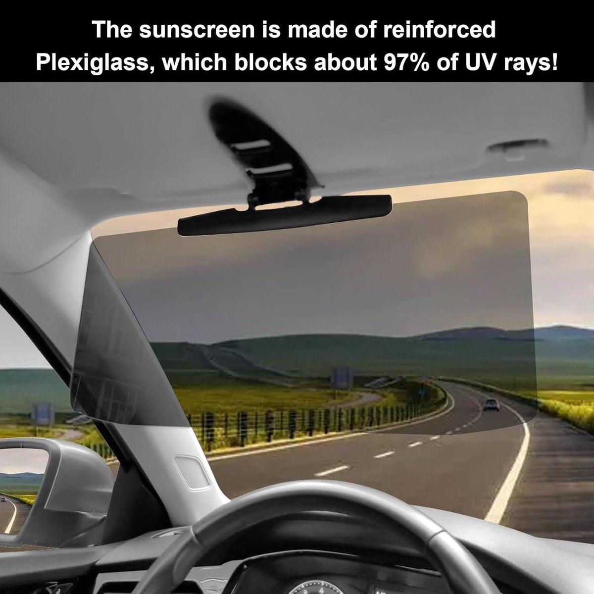 Car Sunshade - Universal - Polarized Anti-Glare - Sun Visor Extension - Powerful Light Blocking - Anti-Glare Protection - Diffused Light - Safe Driving - UV Protection - 32 x 14.5 cm - Black.