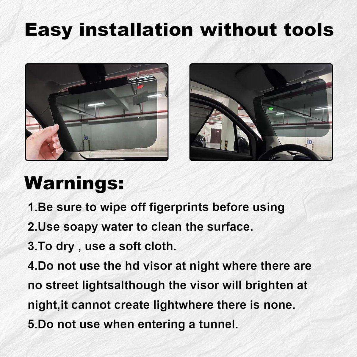 Car Sunshade - Universal - Polarized Anti-Glare - Sun Visor Extension - Powerful Light Blocking - Anti-Glare Protection - Diffused Light - Safe Driving - UV Protection - 32 x 14.5 cm - Black.