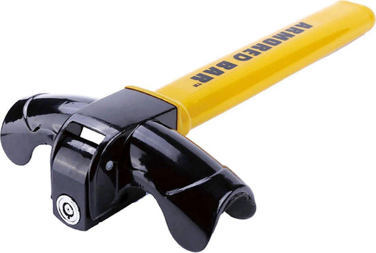 Car steering wheel lock - Anti-theft - Lock for classic cars - Security lock - With 2 keys - Yellow.