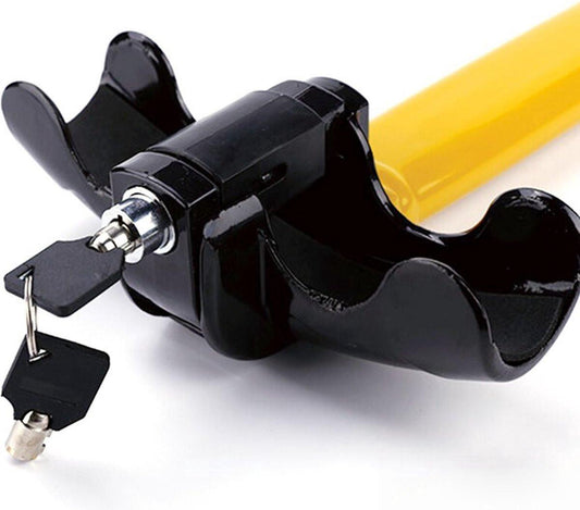 Car steering wheel lock - Anti-theft - Lock for classic cars - Security lock - With 2 keys - Yellow.
