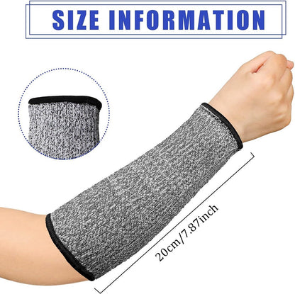 3 pairs of arm protectors for thin skin and bruises, cut-resistant forearm sleeves, level 5 burn protection (7.9 inches) - Black