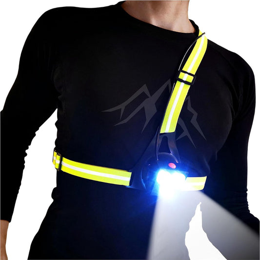 Running light - Chest lamp - Running chest light - Chest walker - USB rechargeable - Running vest - IPX4 waterproof.