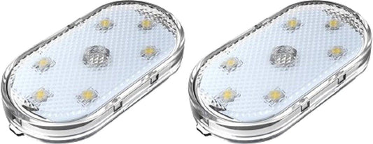 Set of 2 LED car interior lights, 7-color ambient lighting, USB rechargeable reading lights, portable.
