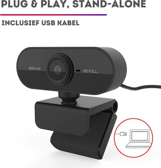 Full HD Webcam - 1080p - Webcam with Microphone - Computer - Laptop - Autofocus - Work from Home - Webcam for PC - USB - Black - Windows & Mac - Black Friday 2020 Deals.