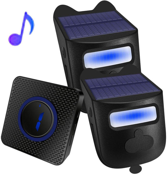 Driveway alarm - Entry detector - Solar driveway alarm - Motion detector - Wireless = Security - Wireless solar driveway alarm - Motion detector - Doorbell - DIY security system - (2 sensors and 1 doorbell).