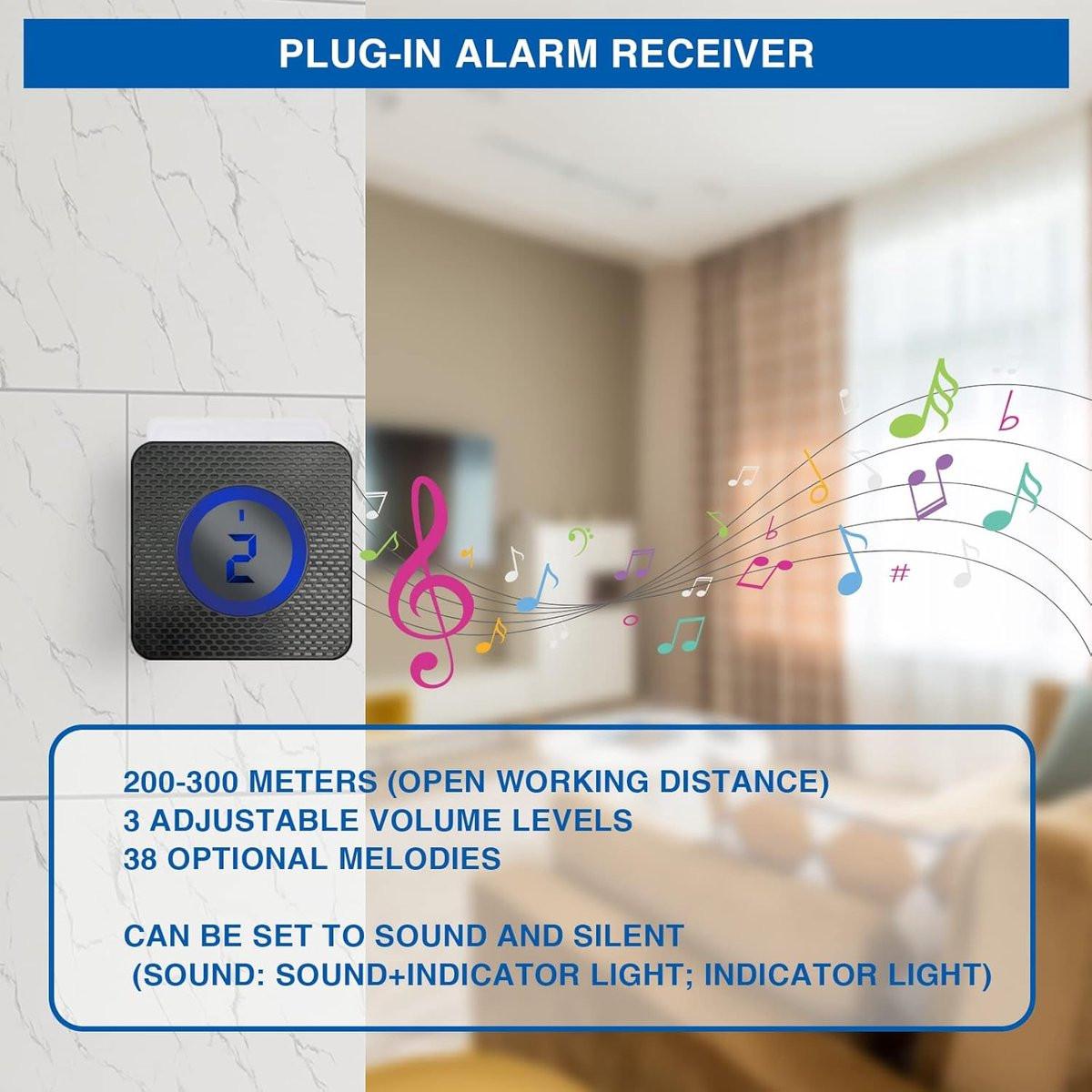 Driveway alarm - Entry detector - Solar driveway alarm - Motion detector - Wireless = Security - Wireless solar driveway alarm - Motion detector - Doorbell - DIY security system - (2 sensors and 1 doorbell).