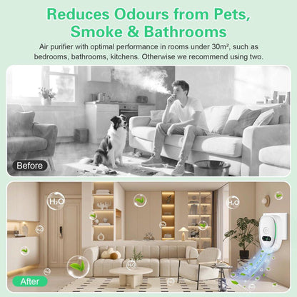 Plug-in Negative Ion Air Purifier (2-Pack) - Mini Portable Negative Ion Generator for Home, Quiet Deodorizer for Pets, Toilet, Office, Bedroom.
