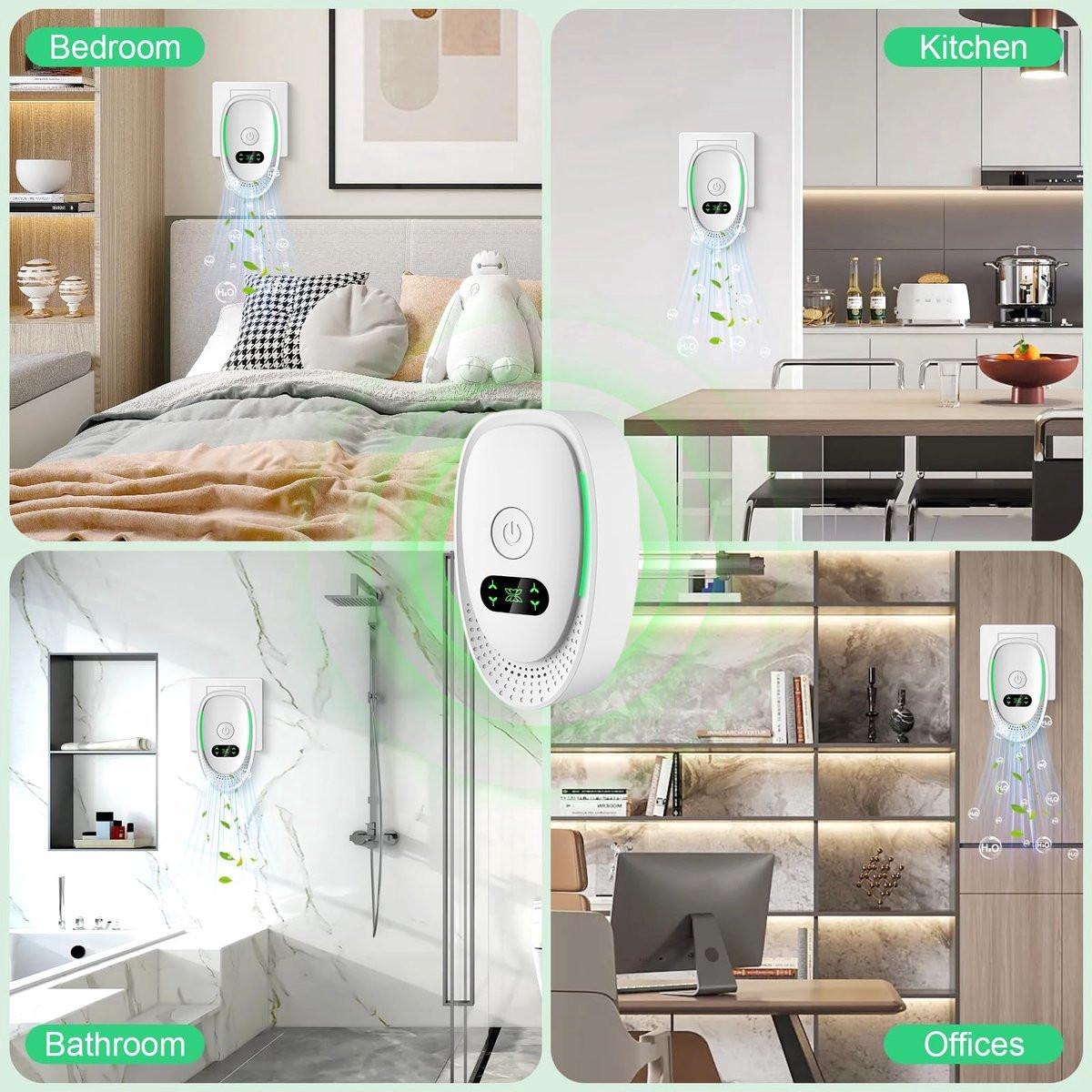 Plug-in Negative Ion Air Purifier (4-Pack) - Mini Portable Negative Ion Generator for Home, Quiet Deodorizer for Pets, Toilet, Office, Bedroom.