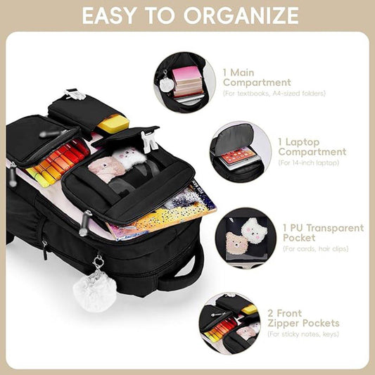 Girls' Backpack, Breathable Backpack for Girls, Grades 1-5, Casual School Bag for Kids, Elementary School, Secondary School.