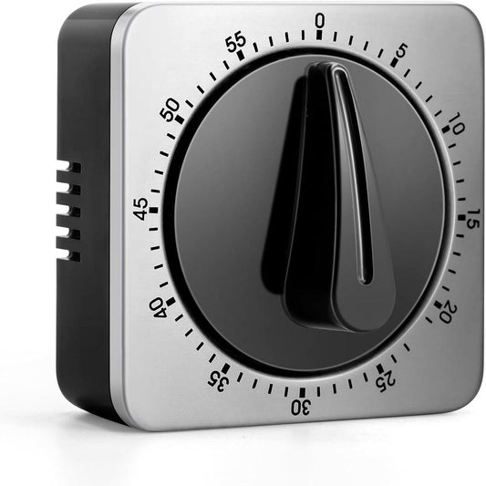 Kitchen Timers for Cooking - Chef's Kitchen Timer with Audible Alarm - Mechanical Desktop Timer - No Batteries Required - Magnetic Back - Beautiful Stainless Steel Magnetic Countdown Reminder.