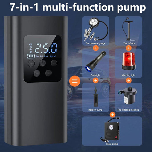 Bicycle pump - Electric bicycle pump - Bicycle pumps - 150 PSI electric air pump - 6000 mAh - Battery compressor - Mini portable air pump for bicycles - For tires, cars, bikes, motorcycles.