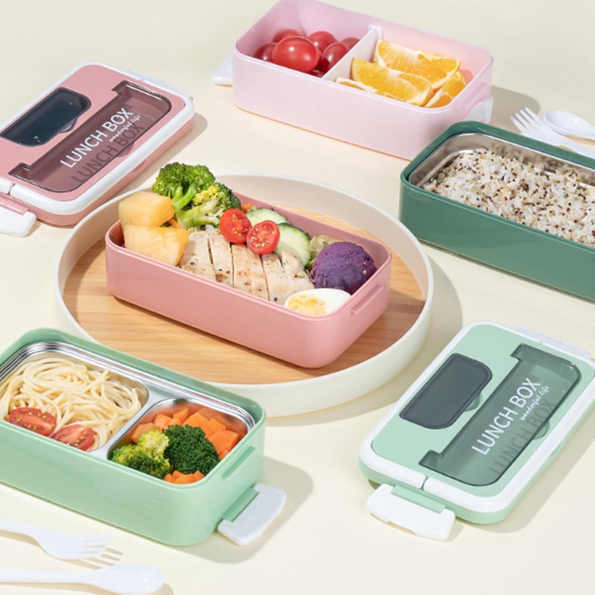 Lunch boxes - lunch box for adults - lunch box for children - lunch box with compartments - stackable lunch box - leakproof lunch container - 1600ML - with 2 layers - for children, adults, students (vegetables)