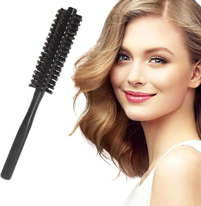 Small round hair dryer brush - curling brush for hair - 1 piece - black - boar bristles Hover Image
