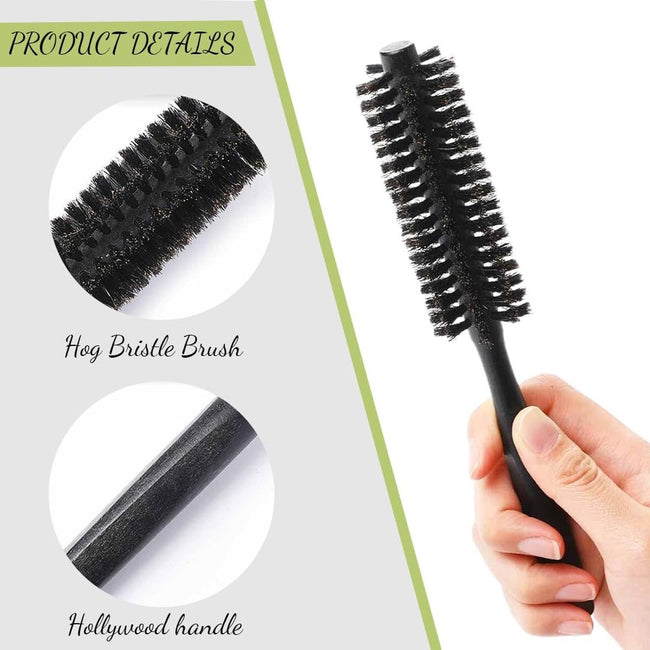 Small round hair dryer brush - curling brush for hair - 1 piece - black - boar bristles Main Image