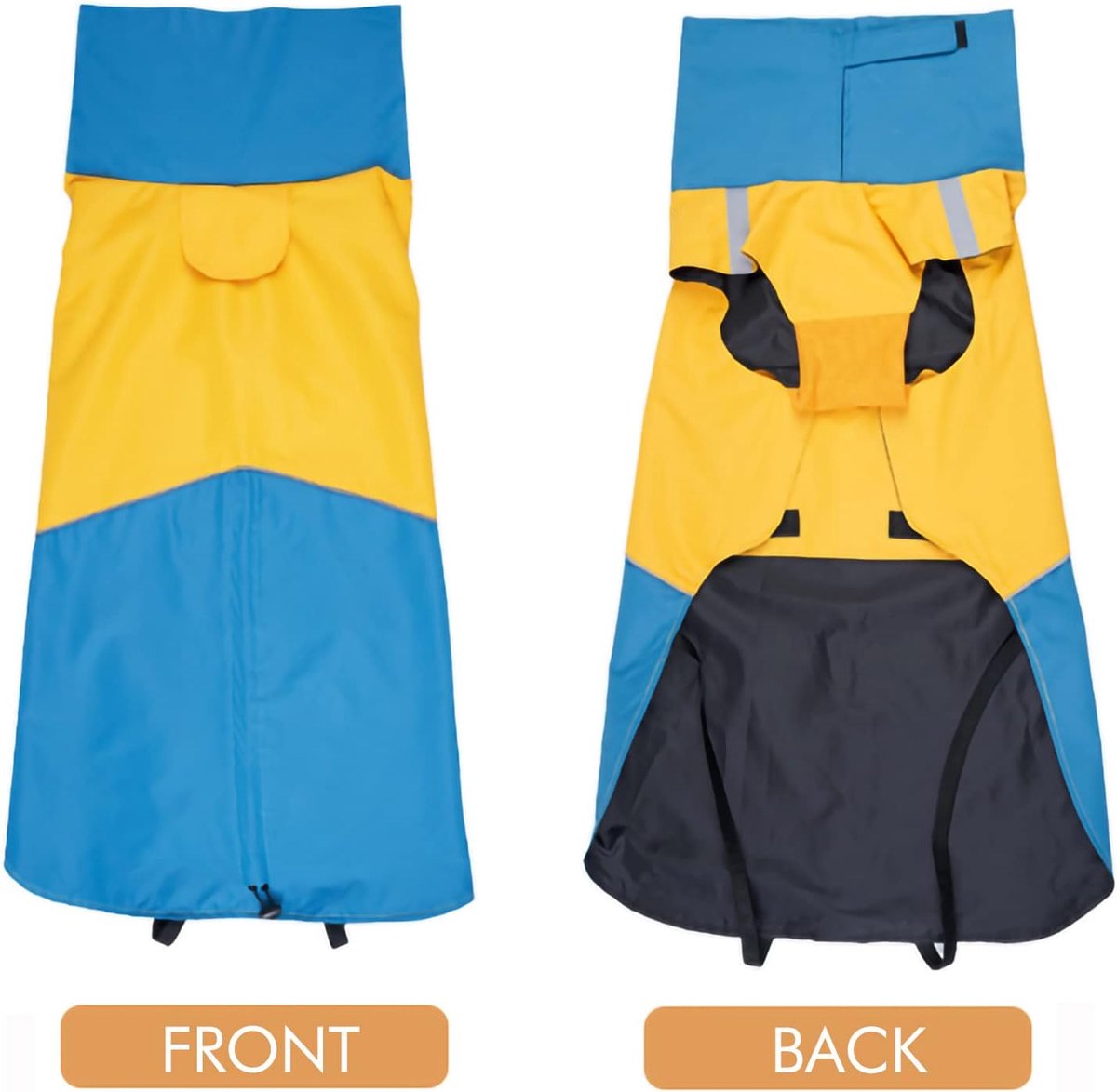 Dog Raincoat - Dog Jacket - Waterproof Winter Dog Jackets - Windproof Dog Jacket - Winter Dog Jacket - Reflective Strip - Perfect for Small Dogs - Medium-Sized Dogs - Blue and Yellow - Size S