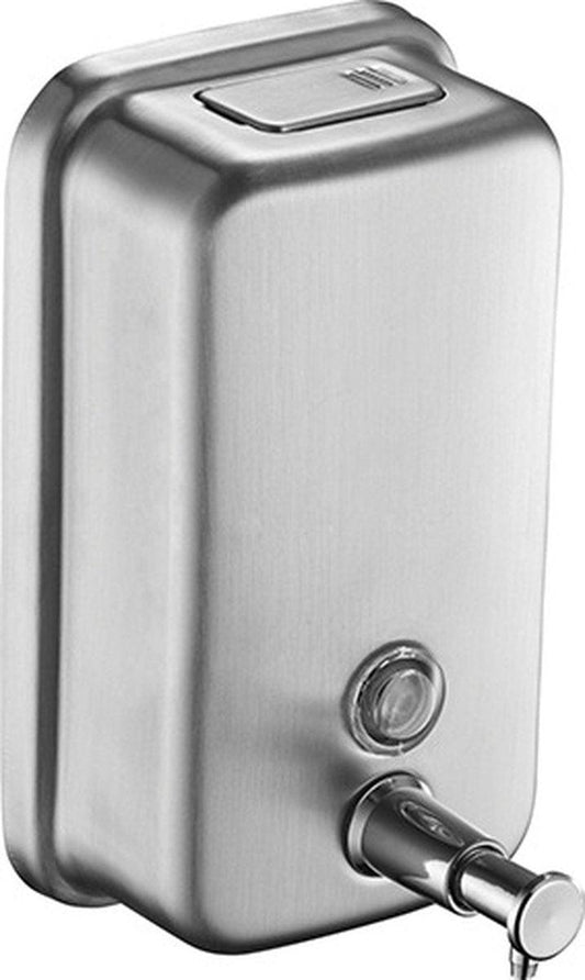 Durable commercial wall-mounted stainless steel soap dispenser with a large capacity for hand soap, rust-resistant design, perfect for bathrooms, hotels, restaurants or homes (brushed silver).