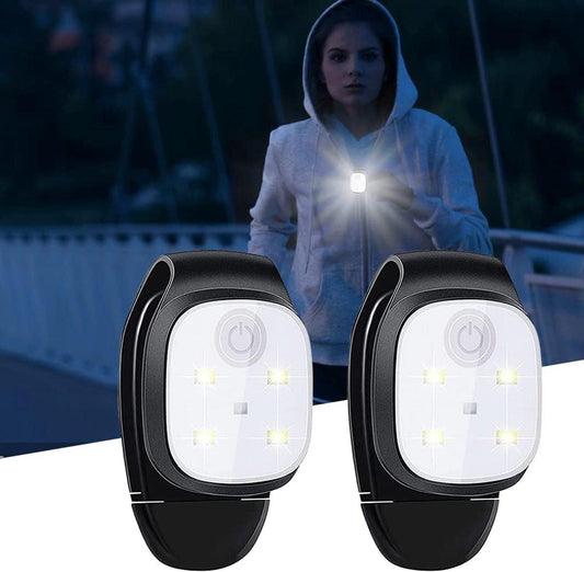 LED clip-on lights, set of 2, rechargeable, waterproof, safety lighting, running accessory, suitable for jogging, walking, running, fishing, camping and hiking..