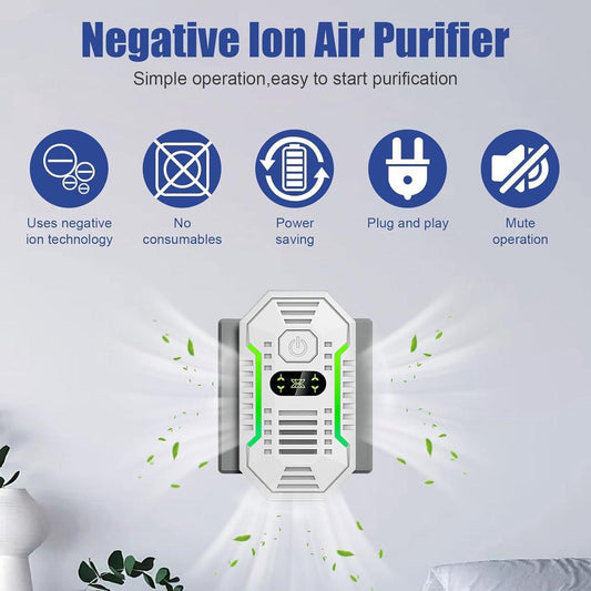 Air purifier - Plug-in negative ion air purifier - Home air purifier - Deodorizer - Ionizer - For pets, bathroom, office, bedroom - Wit.